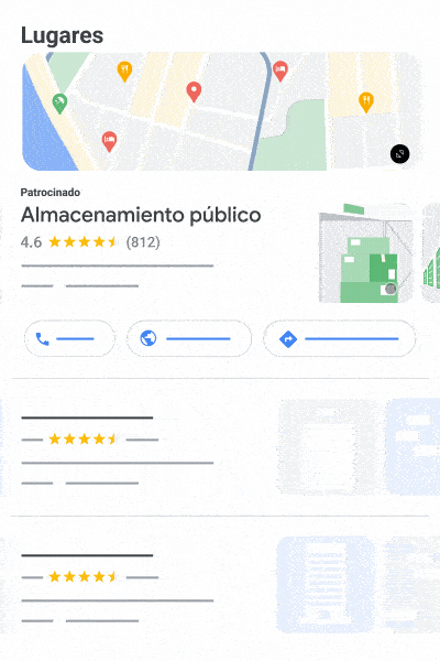 Esta animación es un ejemplo de un anuncio de búsqueda local que se muestra junto con unidades orgánicas.
