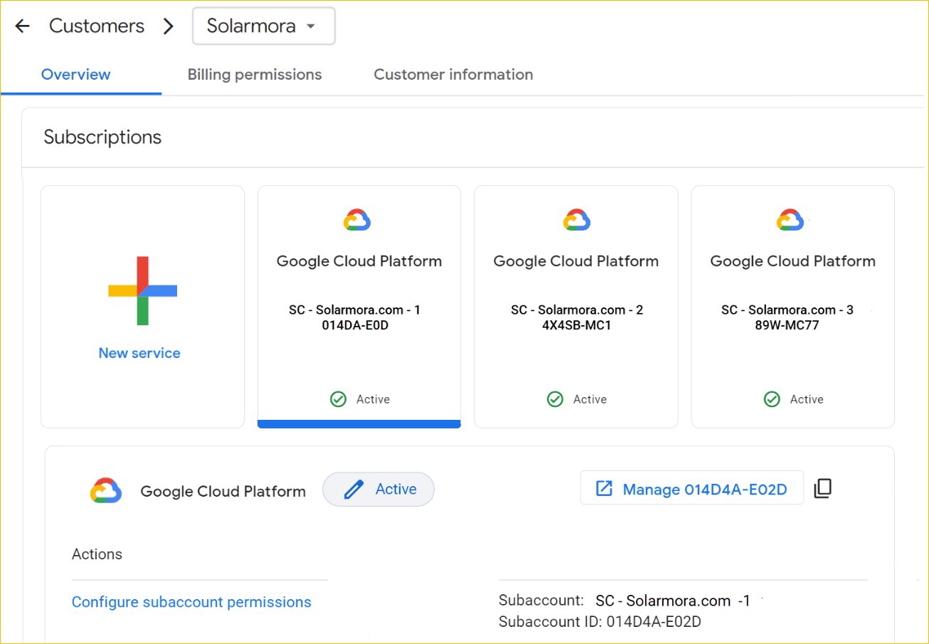 Atribuir clientes do Google Cloud a subcontas de faturamento