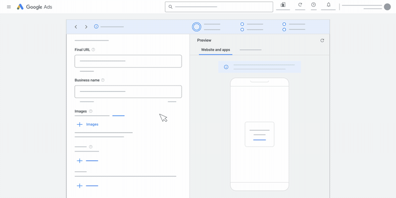 This animation shows the second set of instructions on how to create a responsive display ad on Google Ads. 