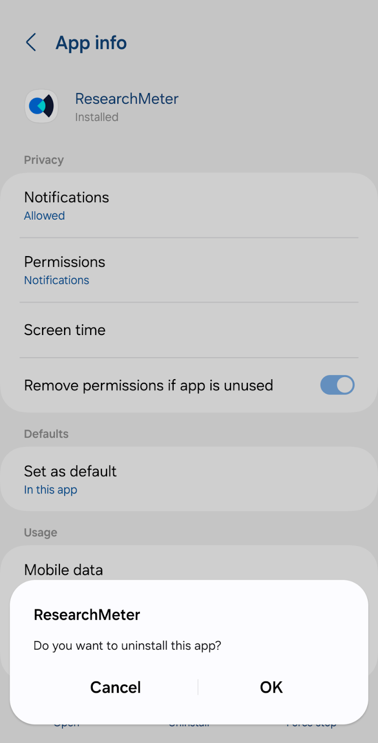 RealityMeter Uninstall Pop up