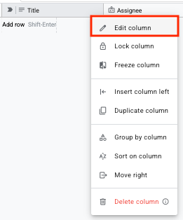 Edit name of column in AppSheet database