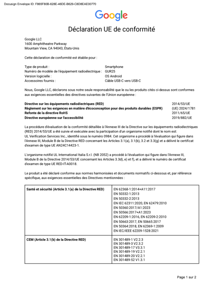 EU DoC Pixel 9 GUR25 p1