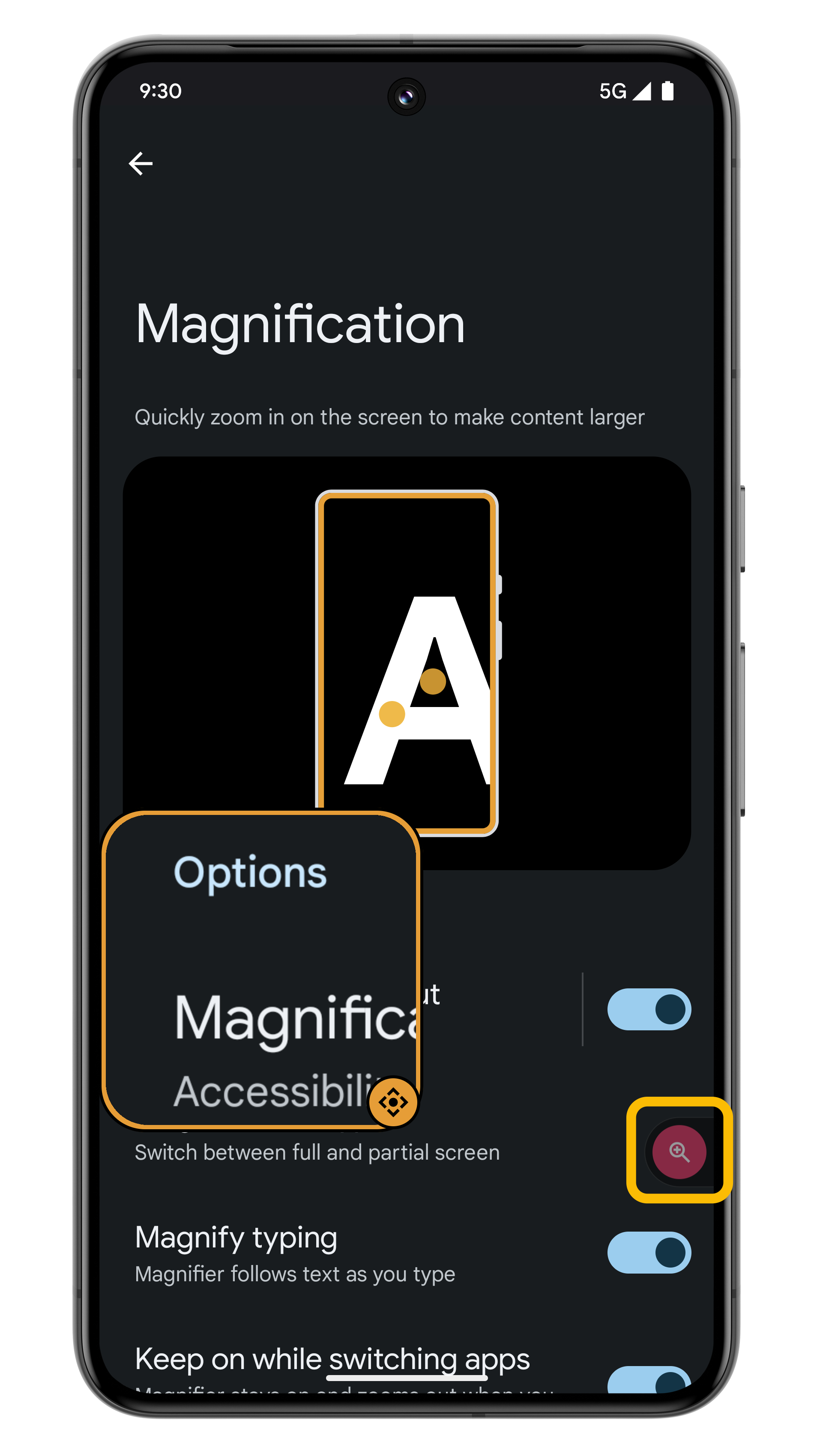 Set up accessibility shortcuts Step 6