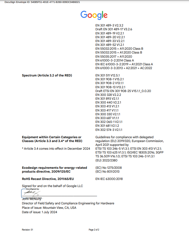EU Declaration of Conformity page 2