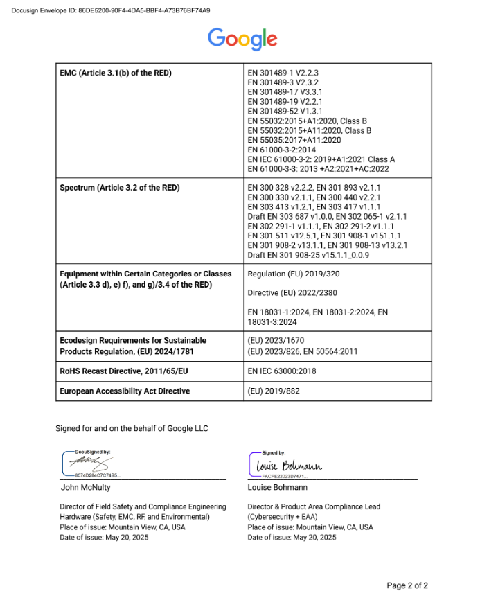 EU Declaration of Conformity page 2