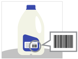 An illustration of a jug of milk with GTIN visible An illustration of a jug of milk with GTIN visible