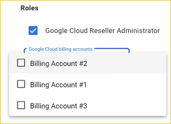 Shows list of billing accounts 