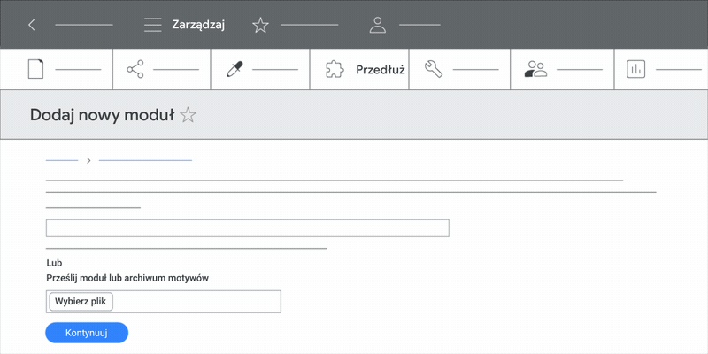 Ta animacja pokazuje krok 2 procesu konfigurowania Google Analytics w Acquia.