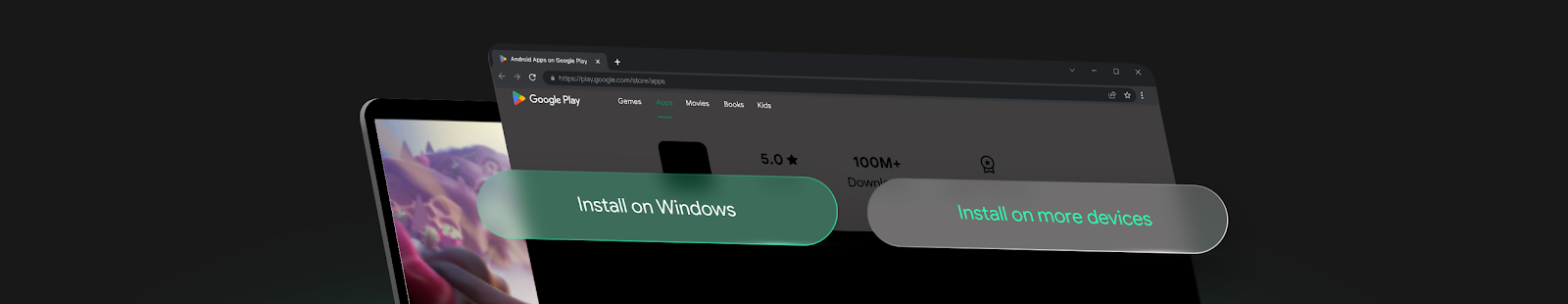 Install options for Google Play Games on PC