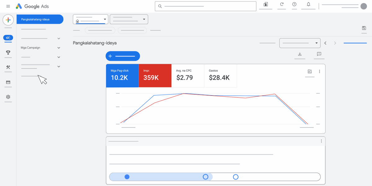 Isang animated na GIF na nagpapakita kung paano i-edit ang mga setting ng indibidwal na campaign sa Google Ads.