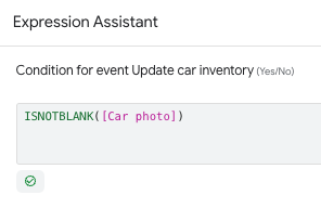 Expression Assistant with ISNOTBLANK() expression