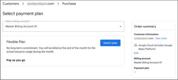 Selecting a billing account