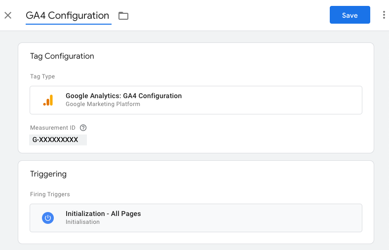 Screenshot of Google Tag Manager that shows the result of the setup.