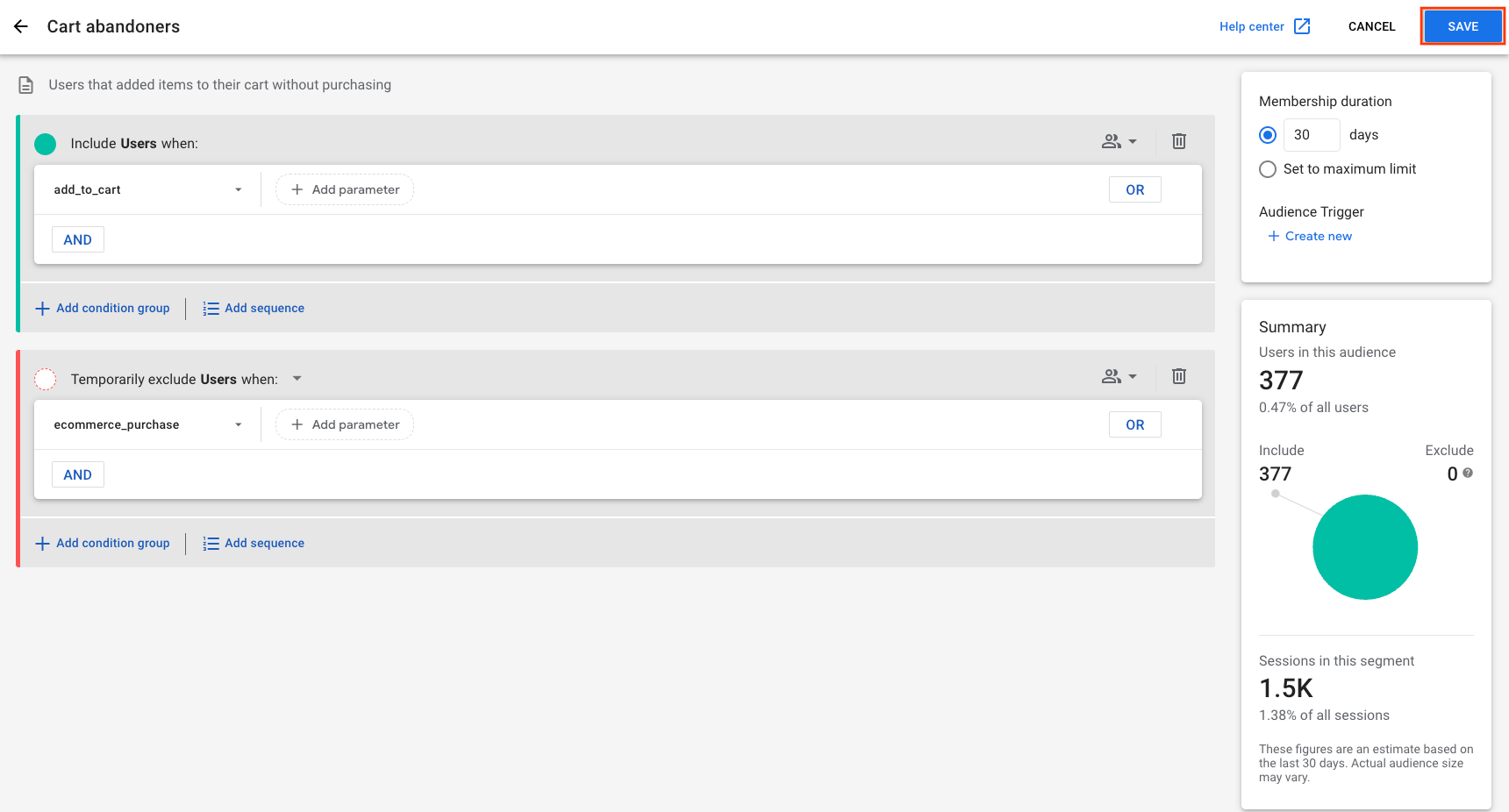 [GA4] Set up a cart abandoners audience Analytics Help