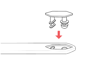 Peg being inserted downward to fit into the slot in the band