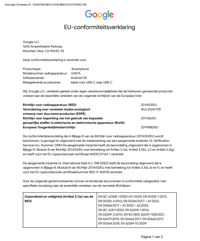 EU Declaration of Conformity page 1