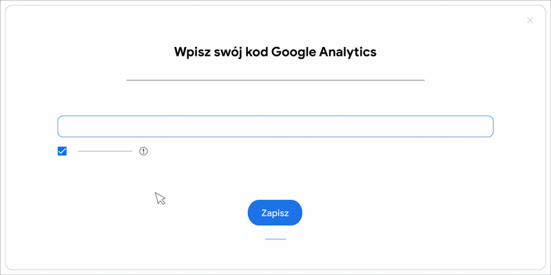 Animowany GIF pokazujący, jak dodać kod Google Analytics do platformy Wix.