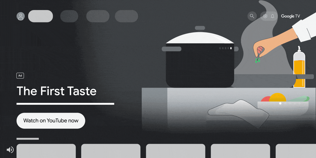 This animation depicts Google TV's immersive preview feature.