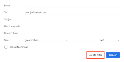 Create filter for delegated email