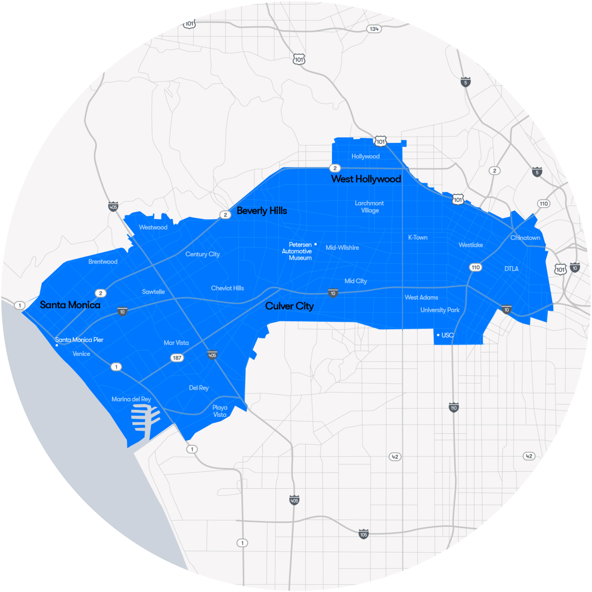 We've expanded the LA service area. Travel with Waymo to Playa Vista