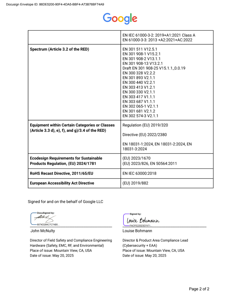 EU Declaration of Conformity page 2