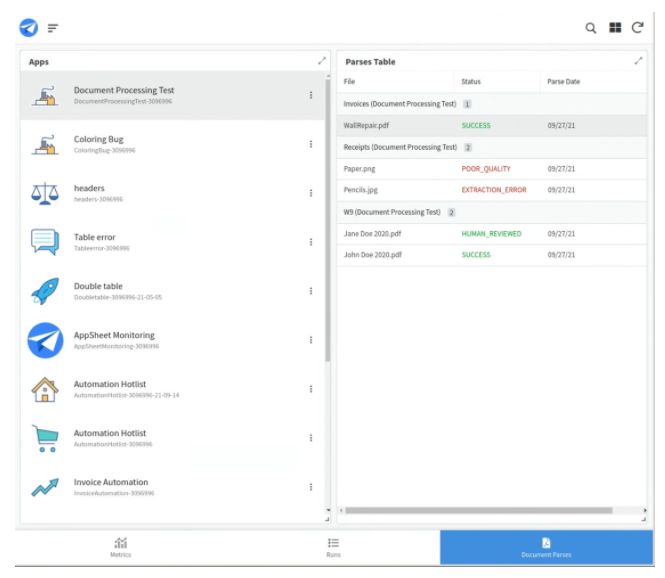 Monitor document parsing