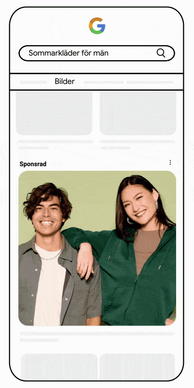 Videoannons som visas i Googles bildsökning i mobilformat.