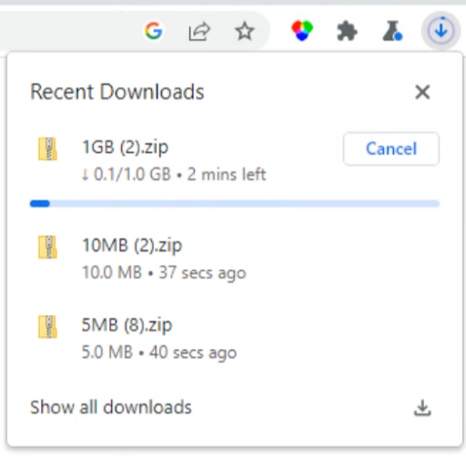 Downloads bubble