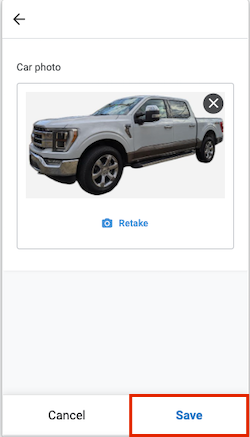 Upload car photo and click Save