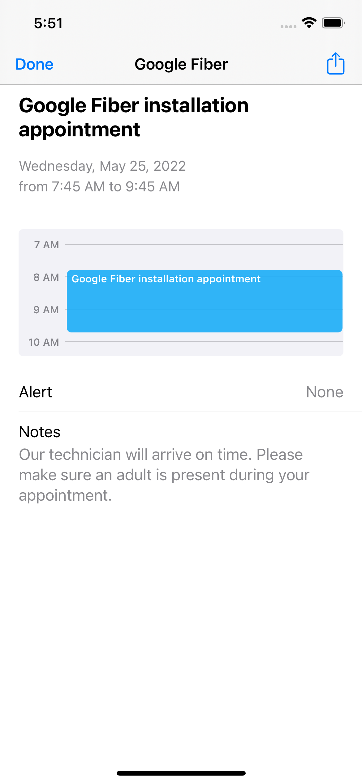Add an appointment to your calendar with the Google Fiber app Google
