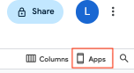 Click Apps in the database editor to create an app