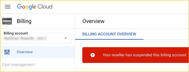 Alert for suspended billing account