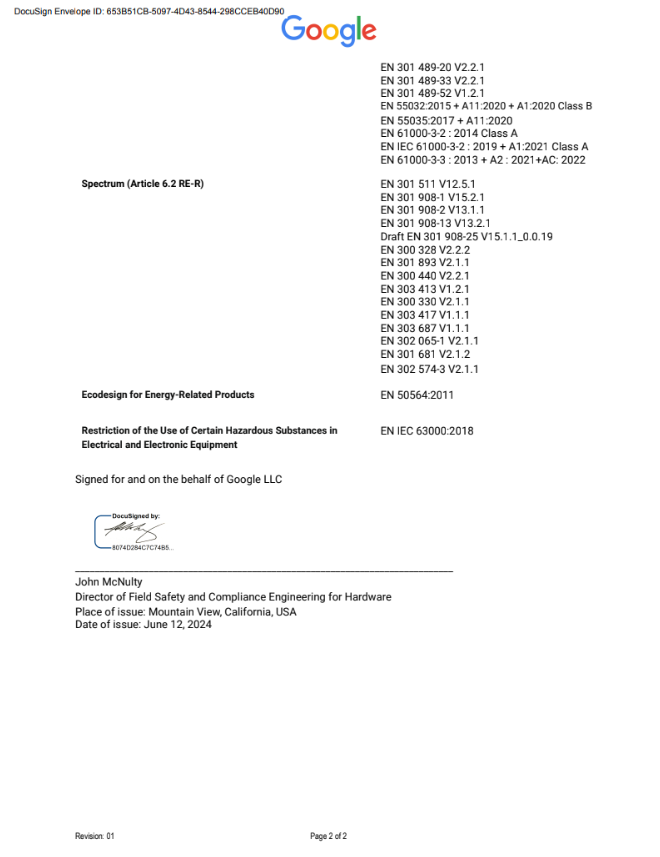 UK Declaration of Conformity page 2