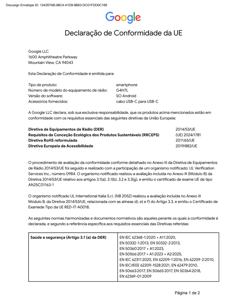 EU Declaration of Conformity page 1