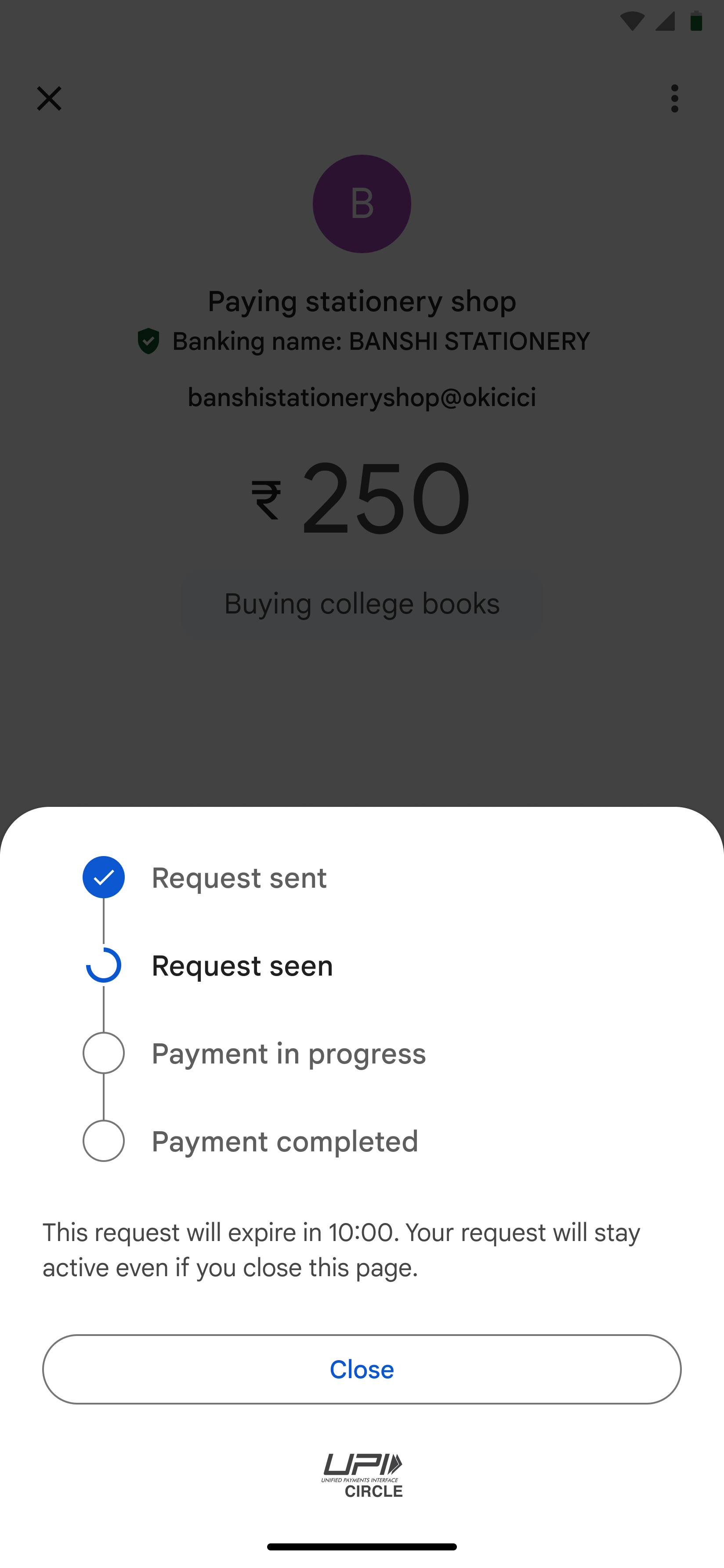 Payment status in Request seen