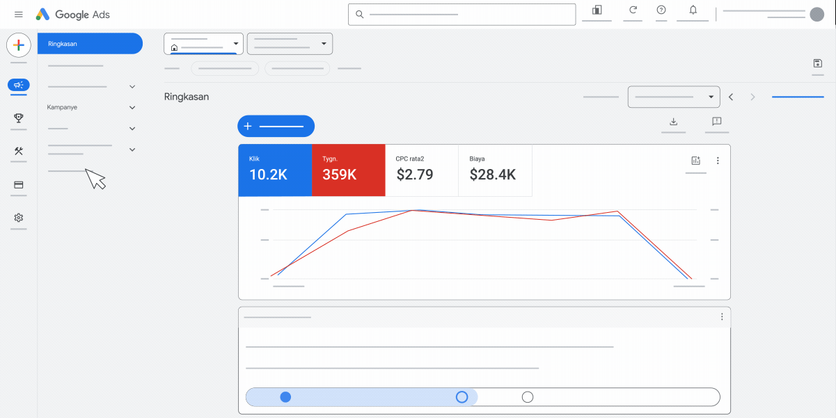 GIF animasi yang menunjukkan cara mengedit setelan kampanye secara massal di Google Ads.