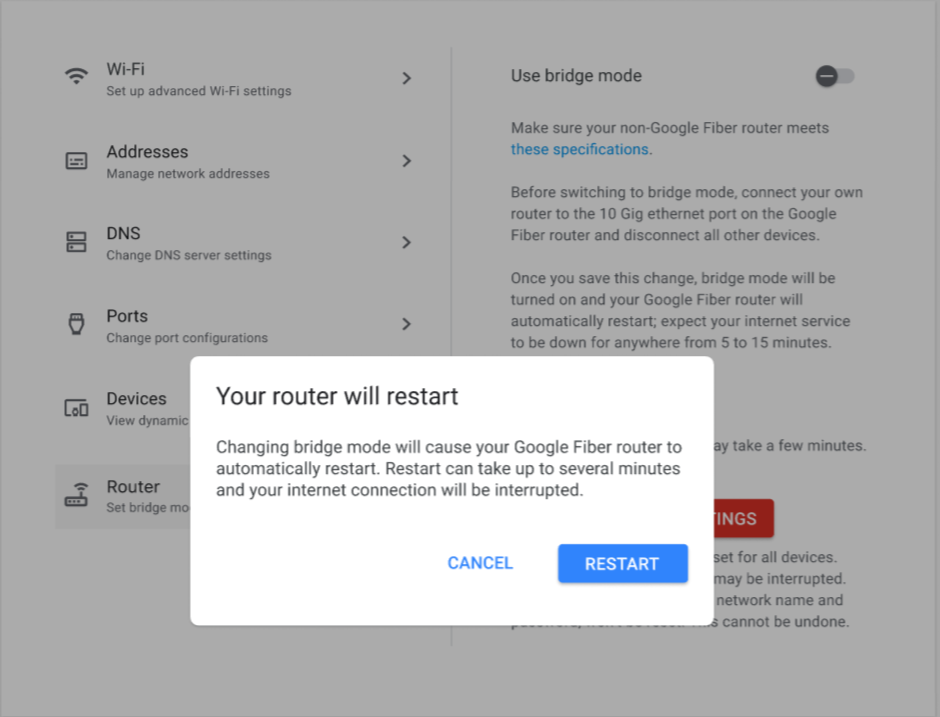 About bridge mode Google Fiber Help