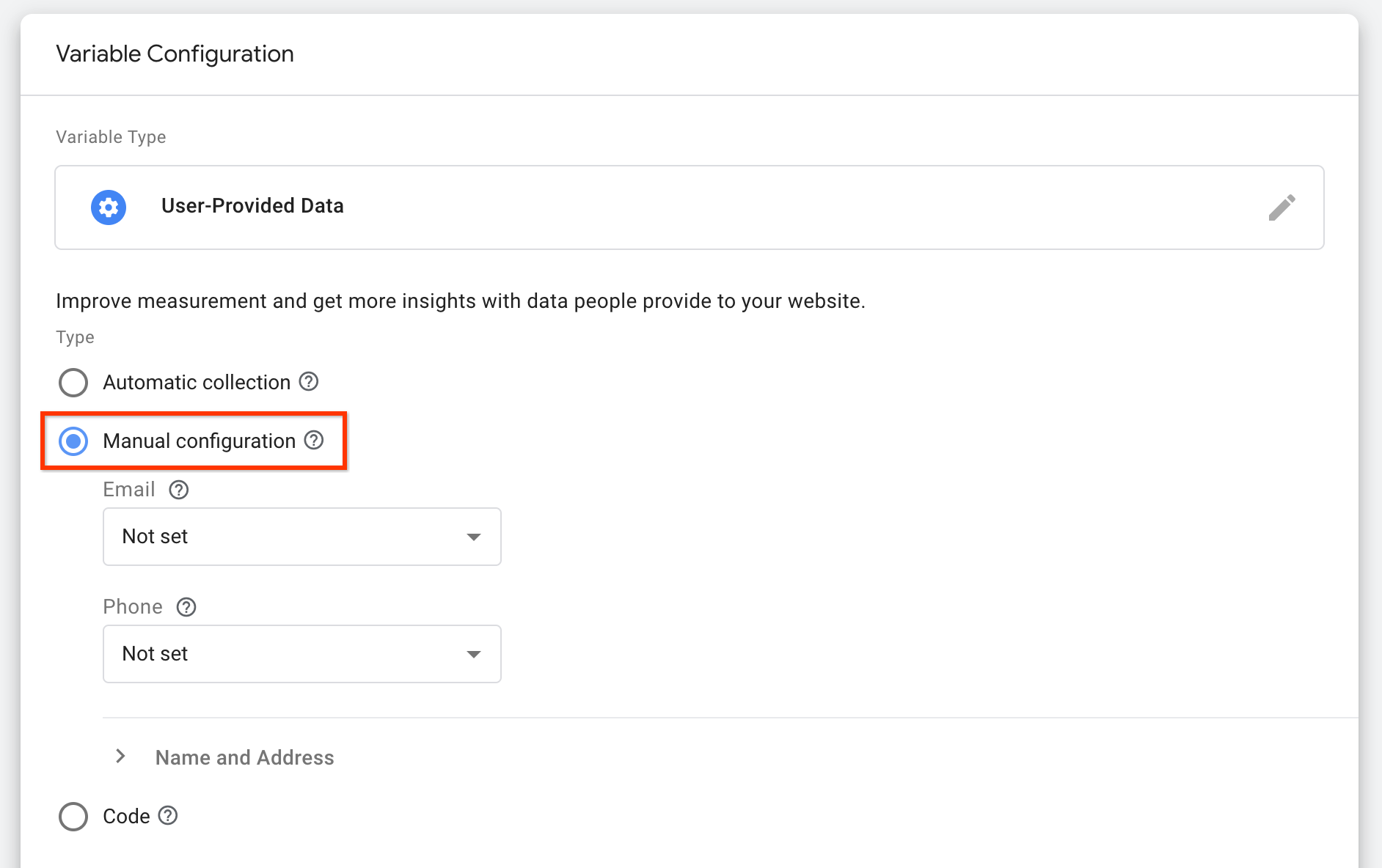  ga4 set up manual configuration tag manager analytics help
