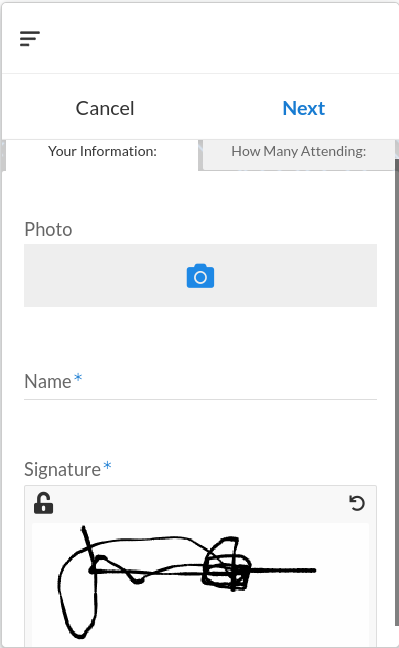 Signature field in the app