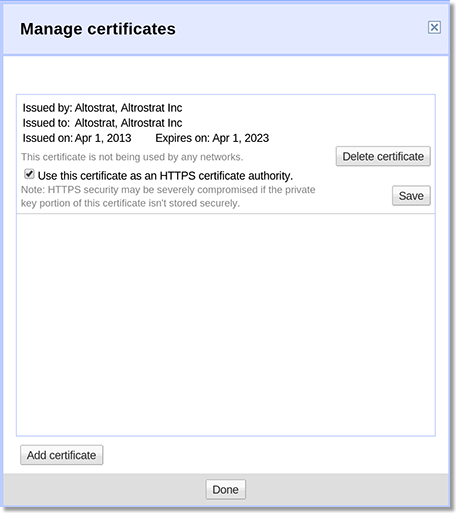 manage certificates