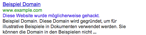 gehackte Website Warnung