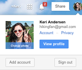Account information while signed in to one account