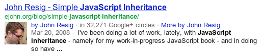 Google Web Search result snippet showing authorship information