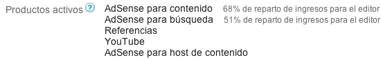 Ejemplo del reparto de ingresos en Google AdSense.