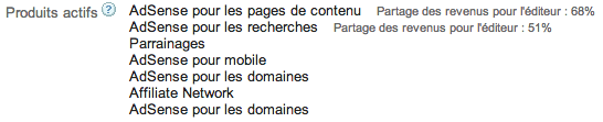 Exemple de partage des revenus dans Google AdSense