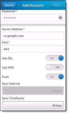 Google Sync for BlackBerry - step 2 Google Sync for BlackBerry - step 2