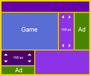 Εικόνα τοποθέτησης διαφήμισης 150 pixel μακριά από ένα παιχνίδι στο Google AdSense.