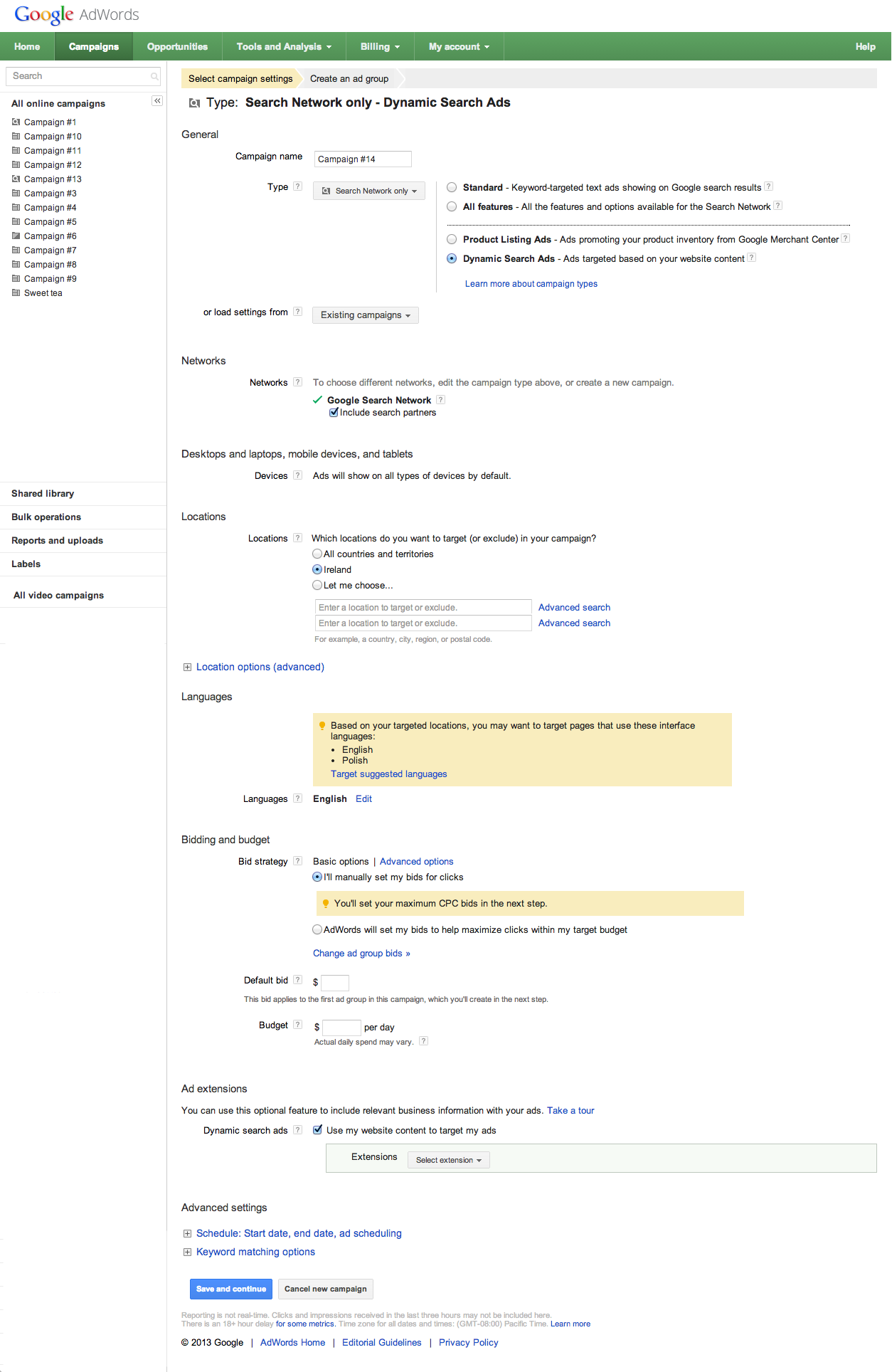 Dynamic Search Ads extensions