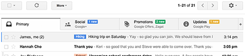 Gmail inbox tabs
