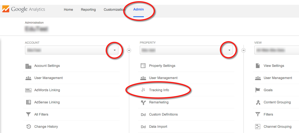 Image of where you find your tracking code in your Analytics account.